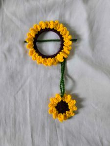 Handmade Crochet Sunflower Hair Clip