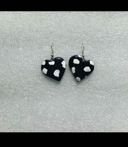 Cute Black & White Heart Earrings