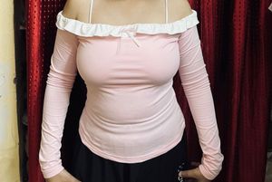 Cute Pink Off-Shoulder Top
