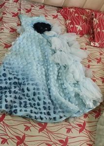 ✨ Sky Blue Floral Party Gown for Girls (10–12 yrs)