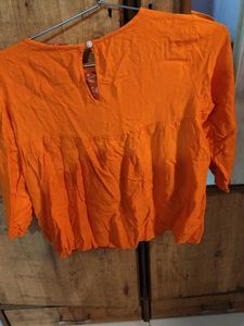 Orange Embroidered Top