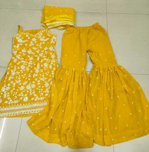 Yellow Embroidered Kurta Set with Dupatta