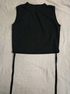Sleeveless Black Crop Top with Ties