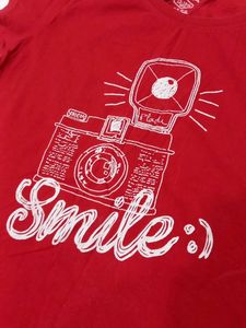 Red 'Smile' Graphic T-shirt