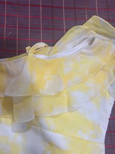 Yellow Tie-Dye Ruffle Dress