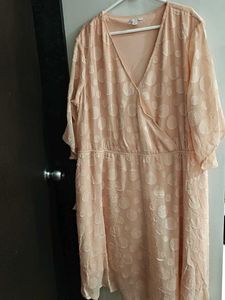 Elegant Peach Polka Dot Dress