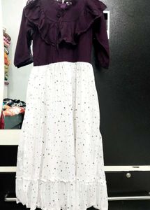 Girls' Purple & White Polka Dot Dress