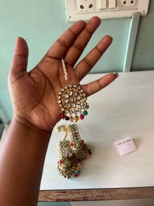 Stunning Jhumka Earrings with Colorful Beads