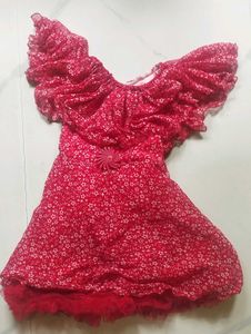 Chic Red Floral Print Off-Shoulder Dress