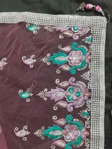 Elegant Pink Embroidered Saree