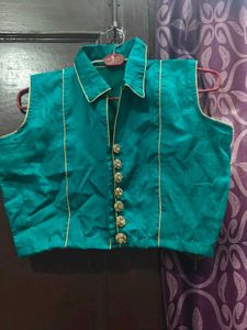 Teal Sleeveless Blouse