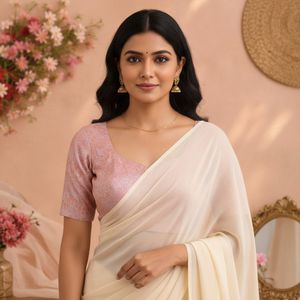 Elegant Pink Brocade Blouse