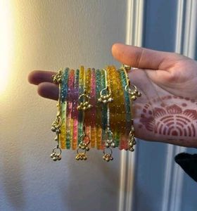 Colorful Beaded Bangles with Charms