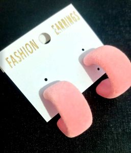 Chic Pink Velvet Hoop Earrings