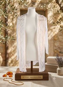 Cream Crochet Long Cardigan