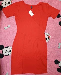 Red V-Neck Dress