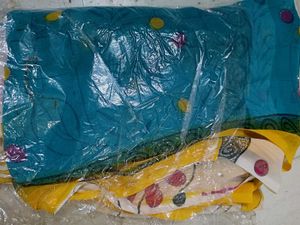 Beautiful Blue Saree with Yellow Border