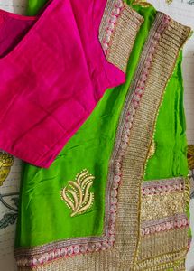 Vibrant green pink saree