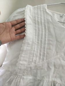 White Cotton Peplum Top - Size M Bust 34-36