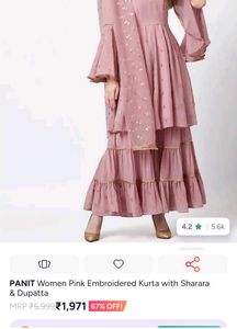 Panit Brand Beautiful Pink Kurta Set with Dupatta