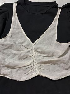 Chic Black &amp; White Ruched Top oversized