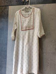 Nice Cotton Kurta With Embroidery In Front
