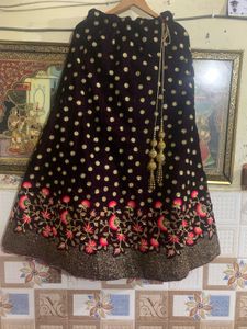 Elegant Black Velvet Lehenga Choli