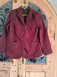 Burgundy Blazer with Trim Detail