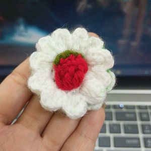 Crocheted Strawberry Cake Charm Keychain