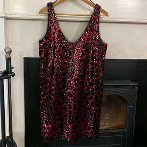 SALE ⭐ ZARA Sequin Red Black Leopard Print Dress
