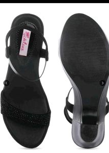 Chic Black Embellished Heel Sandals