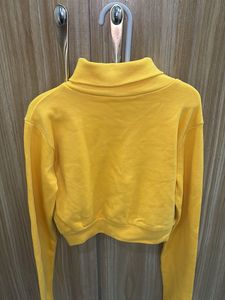 Yellow Cropped Turtleneck Sweatshirt