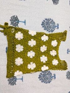 Beautiful Crochet Mehendi Green Top