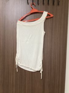 White One-Shoulder Embellished Top