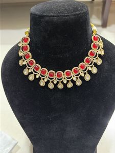Exquisite Red Stone Gold Plated Necklace Set