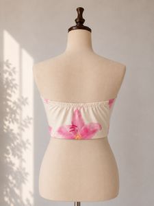Floral Print Strapless Tube Top