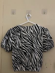 Zebra Print Twist Front Top