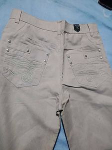 Men's Beige Striped jeans