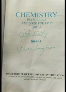 Chemistry Textbook for I PUC NCERT CBSE Part 1 &amp; 2