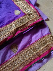 Purple Embroidered Georgette Saree