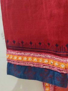 Maroon Embroidered Kurta pant