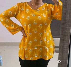 Stylish Yellow Printed Kurta