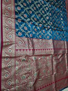 Exquisite Teal &amp; Pink banarasi satin Silk saree
