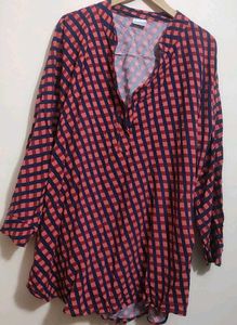 Rust & Black Check Print Top For 46 Bust