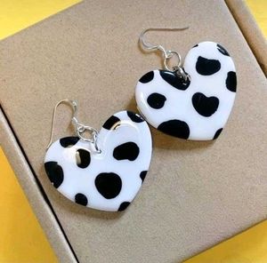 Cute Cow Print Heart Earrings