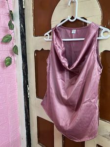 Satin Cowl Neck Sleeveless Top