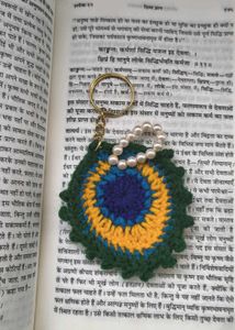 Crochet Peacock Feather Keychain