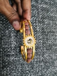 Elegant Gold  polish and Rudraksha Bracelet