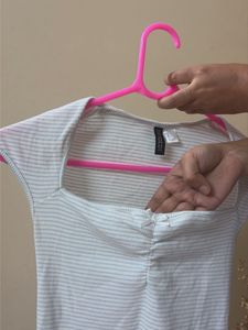 Striped Square Neck Crop Top