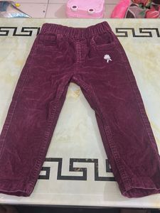 Kids "Happy" Denim Top &amp; Burgundy Pants Set